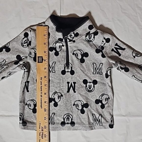 Disney Jumping Beans Size 12 Months Gray 1/4 Zip Mickey Patterned Pullover Top - Picture 10 of 11